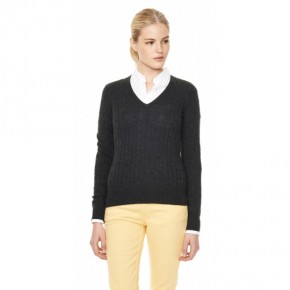 GANT Stretch Lambswool Cable V-Neck